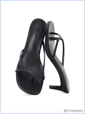 Kitten Heel Thong Sandals Square Toe Slip On Heeled Flip Flops for Women
